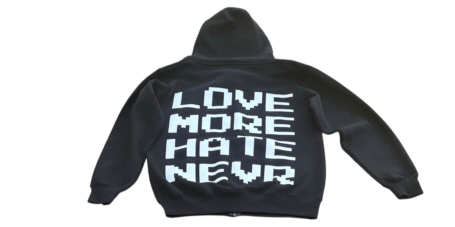 Digital Love Zip Up Unisex Hoodie - Casual Hoodie with Graphic Text, Comfortable Fit